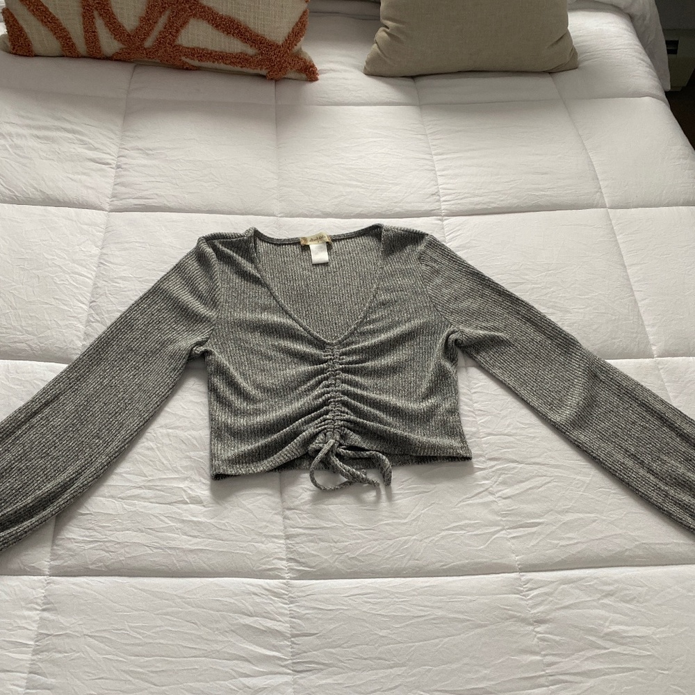 Grey Altar’d State Cinched Crop Top